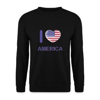 I love America USA flag, my home, my - Unisex Sweatshirt - black - Front - Alina (178cm) & Michal (187cm)