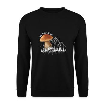 Outfit for mushroom pickers with mountains porcini mushroom mushroom - Unisex Sweatshirt - black - Front - Alina (178cm) & Michal (187cm)