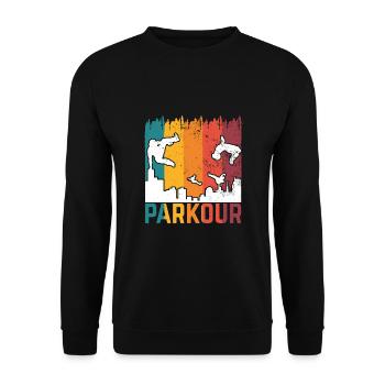 Parkour, Freerunning, Street Workout, Acrobatique - Sweat-shirt Unisexe - noir - Devant - Alina (178cm) & Michal (187cm)