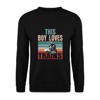 Ce garçon adore les locomotives de train! Cadeau enfant - Sweat-shirt Unisexe - noir - Devant - Alina (178cm) & Michal (187cm)