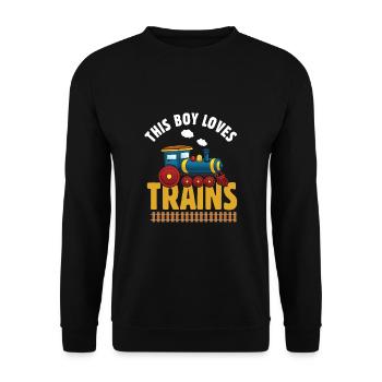 Ce garçon adore les locomotives de train! Cadeau enfant - Sweat-shirt Unisexe - noir - Devant - Alina (178cm) & Michal (187cm)