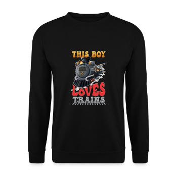 Ce garçon adore les locomotives de train! Cadeau enfant - Sweat-shirt Unisexe - noir - Devant - Alina (178cm) & Michal (187cm)