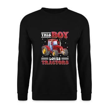This boy loves tractors! Farmer Kids, Boy - Unisex Sweatshirt - black - Front - Alina (178cm) & Michal (187cm)