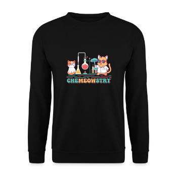 Chemistry Cat Jokes, Chemist Nerd Chemist Cats - Unisex Sweatshirt - black - Front - Alina (178cm) & Michal (187cm)