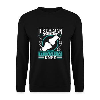 Artificial Titanium Knee, Arhtrose Physiotherapist - Unisex Sweatshirt - black - Front - Alina (178cm) & Michal (187cm)