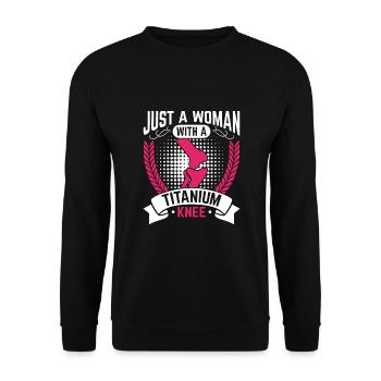 Künstliches Titan Knie, Arhtrose Physiotherapeut - Unisex Pullover - Schwarz - Vorne - Alina (178cm) & Michal (187cm)