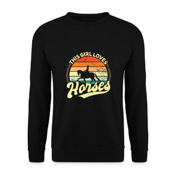 Tenue de cavalier pour les filles qui aiment les chevaux - Sweat-shirt Unisexe - noir - Devant - Alina (178cm) & Michal (187cm)