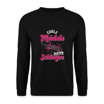 Schlager Girl Volksmusik Party, Dorffest Ouftit - Unisex Pullover - Schwarz - Vorne - Alina (178cm) & Michal (187cm)