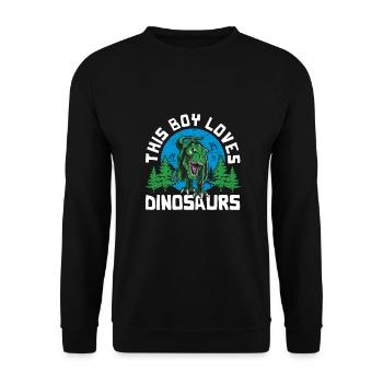 This boy loves dinosaurs Kids Boy Boy Dino - Unisex Sweatshirt - black - Front - Alina (178cm) & Michal (187cm)