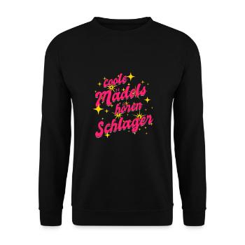 Schlager Girl Volksmusik Party, Dorffest Ouftit - Unisex Pullover - Schwarz - Vorne - Alina (178cm) & Michal (187cm)