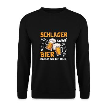 Volksmusik Party Dorffest Ouftit Deutsche Schlager - Unisex Pullover - Schwarz - Vorne - Alina (178cm) & Michal (187cm)