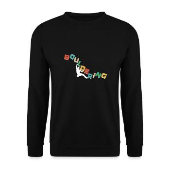 Bouldern, Klettern Freiklettern Kletterhalle - Unisex Pullover - Schwarz - Vorne - Alina (178cm) & Michal (187cm)