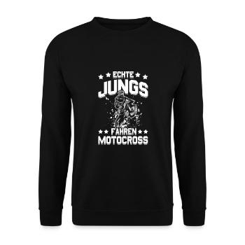 Motocross Enduro Motorrad Freestyle Extrem Sport - Unisex Pullover - Schwarz - Vorne - Alina (178cm) & Michal (187cm)