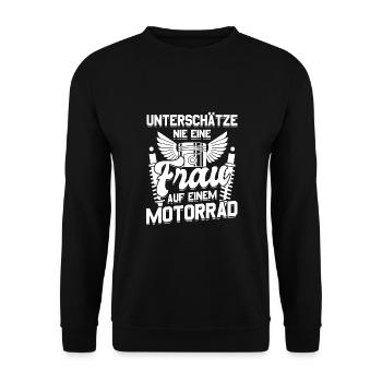 Motorbike Motorrad Enduro Motocross Biker Girl - Unisex Pullover - Schwarz - Vorne - Alina (178cm) & Michal (187cm)
