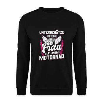 Motorbike Motorrad Enduro Motocross Biker Girl - Unisex Pullover - Schwarz - Vorne - Alina (178cm) & Michal (187cm)