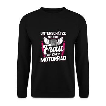 Motorbike Motorrad Enduro Motocross Biker Girl - Unisex Pullover - Schwarz - Vorne - Alina (178cm) & Michal (187cm)