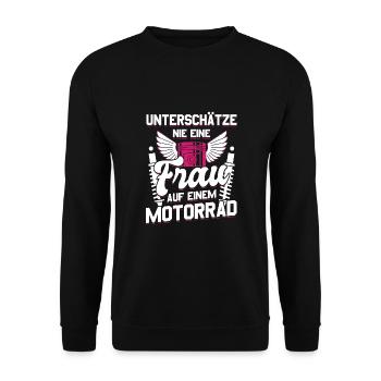 Motorbike Motorrad Enduro Motocross Biker Girl - Unisex Pullover - Schwarz - Vorne - Alina (178cm) & Michal (187cm)