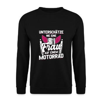 Motorbike Motorrad Enduro Motocross Biker Girl - Unisex Pullover - Schwarz - Vorne - Alina (178cm) & Michal (187cm)