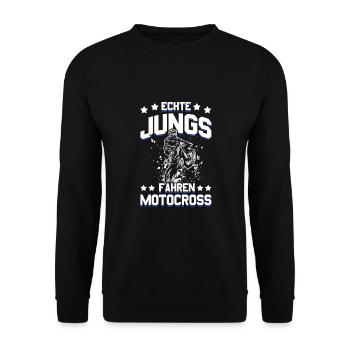 Motocross Enduro Motorrad Freestyle Extrem Sport - Unisex Pullover - Schwarz - Vorne - Alina (178cm) & Michal (187cm)
