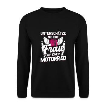 Motorbike Motorrad Enduro Motocross Biker Girl - Unisex Pullover - Schwarz - Vorne - Alina (178cm) & Michal (187cm)