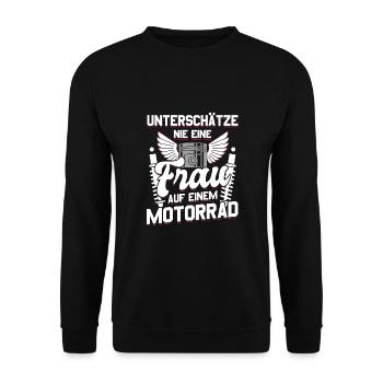 Motorbike Motorrad Enduro Motocross Biker Girl - Unisex Pullover - Schwarz - Vorne - Alina (178cm) & Michal (187cm)