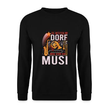 Dorfmusik Musikkapelle Musiker volkstümliche Musik - Unisex Pullover - Schwarz - Vorne - Alina (178cm) & Michal (187cm)