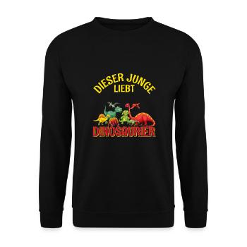 Dino Dinosaurier T-Rex Boy Junge Geschenk - Unisex Pullover - Schwarz - Vorne - Alina (178cm) & Michal (187cm)