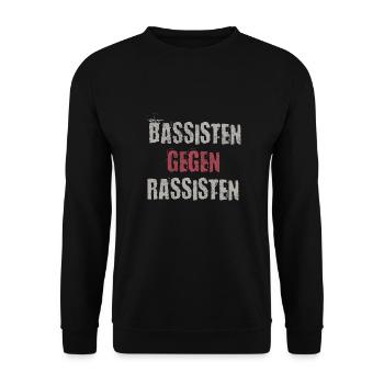 Bassisten gegen Rassisten Bassspieler gegen Rechts - Unisex Pullover - Schwarz - Vorne - Alina (178cm) & Michal (187cm)