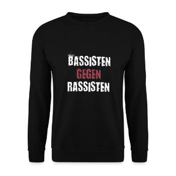 Bassisten gegen Rassisten Bassspieler gegen Rechts - Unisex Pullover - Schwarz - Vorne - Alina (178cm) & Michal (187cm)