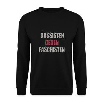 Bassisten gegen Rassisten Bassspieler gegen Rechts - Unisex Pullover - Schwarz - Vorne - Alina (178cm) & Michal (187cm)