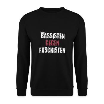 Bassisten gegen Rassisten Bassspieler gegen Rechts - Unisex Pullover - Schwarz - Vorne - Alina (178cm) & Michal (187cm)
