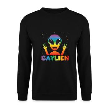 Gender Lesben, Schwule, Trans, Queer Regenbogen - Unisex Pullover - Schwarz - Vorne - Alina (178cm) & Michal (187cm)