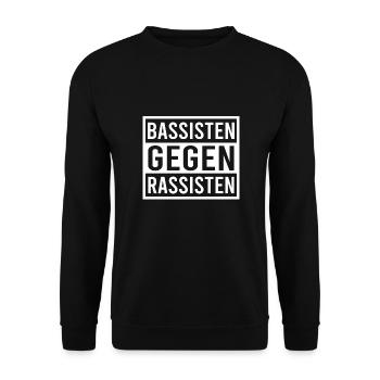 Bassisten gegen Rassisten Bassspieler gegen Rechts - Unisex Pullover - Schwarz - Vorne - Alina (178cm) & Michal (187cm)