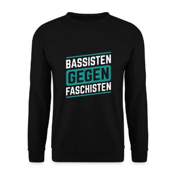 Bassisten gegen Rassisten Bassspieler gegen Rechts - Unisex Pullover - Schwarz - Vorne - Alina (178cm) & Michal (187cm)