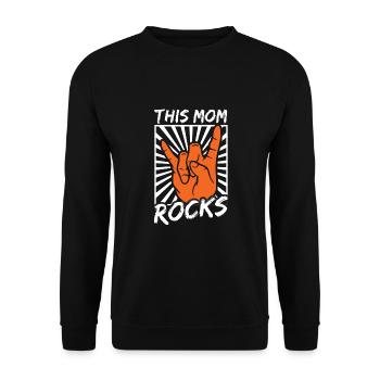 "This Mom Rocks" beste Mama, Mutter, Rock and Roll - Unisex Pullover - Schwarz - Vorne - Alina (178cm) & Michal (187cm)