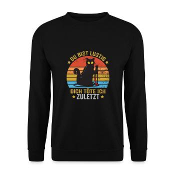 Horror Katze Horrorfilm Filmfestival + Halloween - Unisex Pullover - Schwarz - Vorne - Alina (178cm) & Michal (187cm)