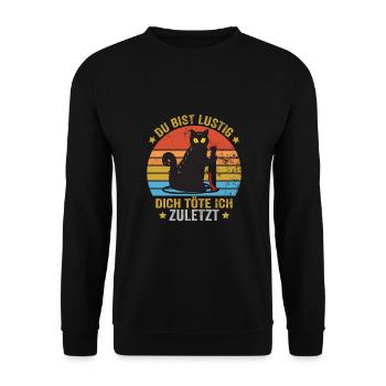 Horror Katze Horrorfilm Filmfestival + Halloween - Unisex Pullover - Schwarz - Vorne - Alina (178cm) & Michal (187cm)