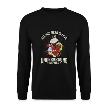 Underground Film, Independent Cinema, Horror - Unisex Pullover - Schwarz - Vorne - Alina (178cm) & Michal (187cm)