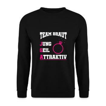 Poltern JGA Frauen Braut Junggesellenabschied - Unisex Pullover - Schwarz - Vorne - Alina (178cm) & Michal (187cm)