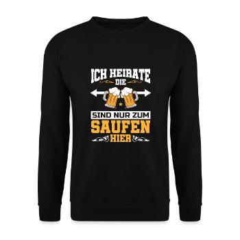 Poltern JGA Mann Bräutigam Junggesellenabschied - Unisex Pullover - Schwarz - Vorne - Alina (178cm) & Michal (187cm)