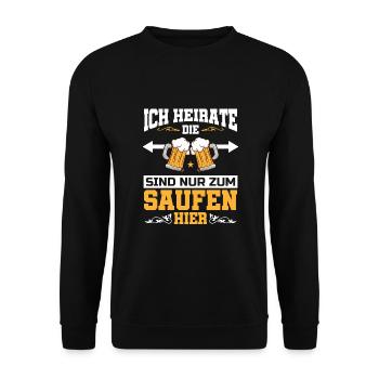 Poltern JGA Frauen Braut Junggesellenabschied - Unisex Pullover - Schwarz - Vorne - Alina (178cm) & Michal (187cm)