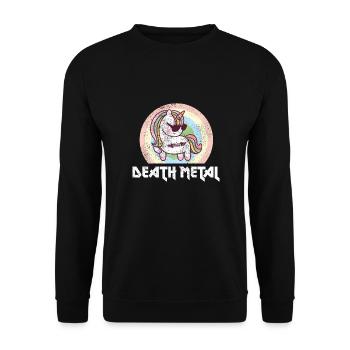 Goth Rock Satan Einhorn Festivals Death Metal - Unisex Pullover - Schwarz - Vorne - Alina (178cm) & Michal (187cm)
