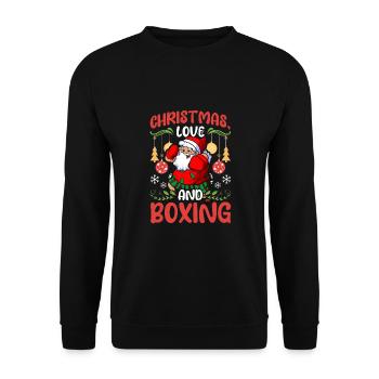 Christmas Love Boxing Boxer Weihnachtsgeschenk - Unisex Pullover - Schwarz - Vorne - Alina (178cm) & Michal (187cm)