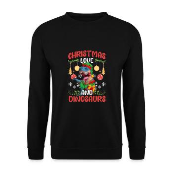 Dino Boy Boy Children Christmas Love Dinosaurs - Unisex Sweatshirt - black - Front - Alina (178cm) & Michal (187cm)