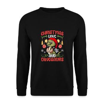 Dinosaur Dino Young Boy Christmas Gift - Unisex Sweatshirt - black - Front - Alina (178cm) & Michal (187cm)