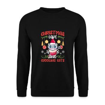 Cat Cuddle Animal Love Christmas, Love Cats - Unisex Sweatshirt - black - Front - Alina (178cm) & Michal (187cm)