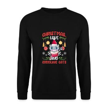 Cat Cuddle Animal Love Christmas, Love Cats - Unisex Sweatshirt - black - Front - Alina (178cm) & Michal (187cm)