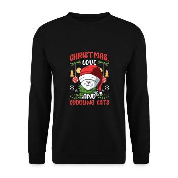 Cat Cuddle Animal Love Christmas, Love Cats - Unisex Sweatshirt - black - Front - Alina (178cm) & Michal (187cm)