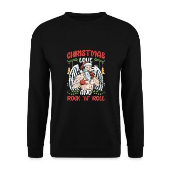 Heavy Hard Metal Weihnachten, Liebe Rock 'n' Roll - Unisex Pullover - Schwarz - Vorne - Alina (178cm) & Michal (187cm)