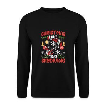 Fallschirm Skydive Weihnachten Liebe und Skydiving - Unisex Pullover - Schwarz - Vorne - Alina (178cm) & Michal (187cm)
